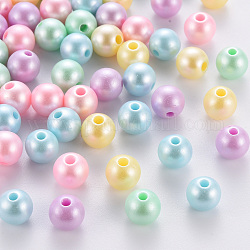 Perles acryliques opaques, ronde, couleur mixte, 8x7mm, Trou: 2mm, environ 1745 pcs/500 g