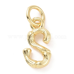 Pendente in ottone, con anello di salto, oro, fascino della lettera, lettera s, 12x6x2mm, Foro: 3 mm
