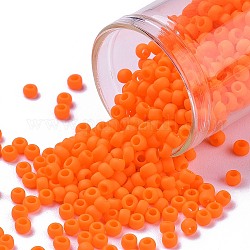 Toho perline rotonde, perline giapponesi, (50af) arancio brillante opaco opaco, 8/0, 3mm, Foro: 1 mm, circa 222pcs/10g