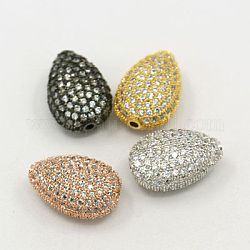 Perline in ottone zirconi, lacrima, colore misto, 15x10x7mm, Foro: 1 mm