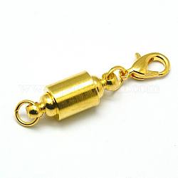 Column Brass Magnetic Clasps Converter, with Lobster Clasp, Nickel Free, Golden, 12x7x3mm