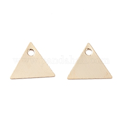 Brass Charms, Long-Lasting Plated, Triangle, Real 24K Gold Plated, 6.5x7.5x0.2mm, Hole: 1mm