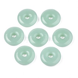 Transparent Spray Painted Glass Beads, Peace Buckle, Dark Sea Green, 19x4.5mm, Hole: 4mm