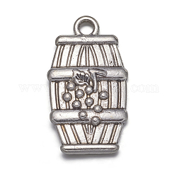 Tibetan Style Alloy Pendants, Lead Free, Cadmium Free and Nickel Free, Drum, Antique Silver Color, 26x15x4mm, Hole: 1.5mm