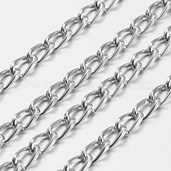 Серебристый цвет алюминия скрученные цепи обуздать цепи, несварные, шириной 5 мм , 9 мм длиной, толстый 1.5 мм 