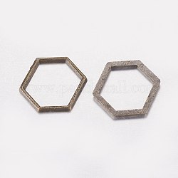 Lega di rings collega, esagono, bronzo antico, 12x14x1mm