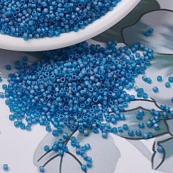 Perles miyuki delica, cylindre, Perles de rocaille japonais, 11/0, (db0862) mat transparent capri blue ab, 1.3x1.6mm, Trou: 0.8mm, à propos 2000pcs / bouteille, 10 g / bouteille