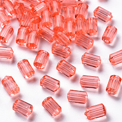 Transparente Acryl Perlen, facettiert, Vieleck, Orangerosa, 9x5 mm, Bohrung: 1.8 mm, ca. 3496 Stk. / 500 g