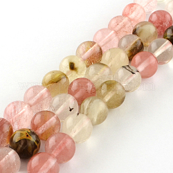 Runde Perlenstränge aus Tigerlederglas, 10 mm, Bohrung: 1 mm, ca. 38 Stk. / Strang, 14.9 Zoll