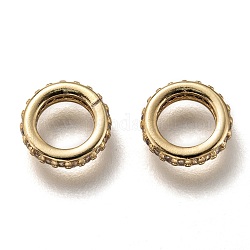 Anelli di collegamento in ottone con micro pavé di zirconi chiari, anello rotondo, oro, 8x2mm, diametro interno: 5mm