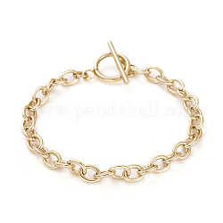 Bracelets unisexes 304 chaîne de câble en acier inoxydable, avec fermoirs toggle, or, 7-5/8 pouce (19.4 cm), 5mm