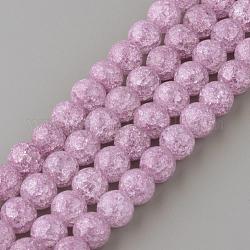 Synthetic Crackle Quartz Beads Strands, Round, Dyed, Plum, 10mm, Hole: 1mm, about 40pcs/strand, 15.7 inch