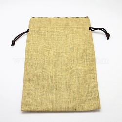 Burlap Packing Pouches Drawstring Bags, Light Khaki, 18x13x0.4cm