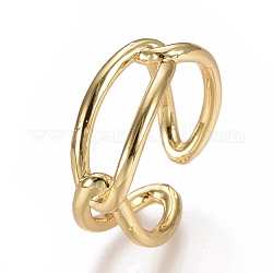 Anelli gemelli in ottone, anelli aperti, vero placcato oro 18k, formato 7, diametro interno: 17mm