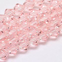 Imitar las cuentas de cristal de cristal bicolor austriaco hebras, aa grado, facetados, rosa, 6x6mm, agujero: 1 mm, aproximamente 46~48 pcs / cadena, 10.5 pulgada