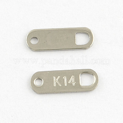 304 Stainless Steel Rectangle Shaped Chain Tabs, Stainless Steel Color, 11x4mm, Hole: 1mm