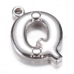 201 charms in acciaio inox, letter.q, 17.5x13x3mm, Foro: 1 mm