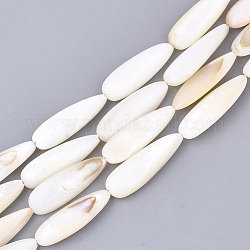 Freshwater Shell Beads Strands, teardrop, 29~30x9~10x4.5~6mm, Hole: 0.8mm, about 13pcs/strand, 14.5 inch~14.9 inch