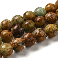Natürliche gelbe Chrysokoll-Perlenstränge, Runde, 10~10.5 mm, Bohrung: 1.2 mm, ca. 38 Stk. / Strang, 15.55'' (39.5 cm)