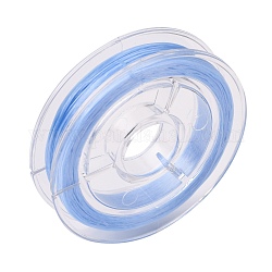 Hilo elástico con cuentas elásticas fuertes, Cuerda de cristal elástica plana, azul claro, 0.8mm, alrededor de 10.93 yarda (10 m) / rollo