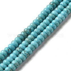 Natürliche Howlith Perlen Stränge, gefärbt, Rondell, Türkis, 6x4 mm, Bohrung: 1.2 mm, ca. 87 Stk. / Strang, 15.79 Zoll (40.1 cm)