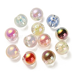 Placage uv transparent perles acryliques irisées arc-en-ciel, Perle en bourrelet, ronde, couleur mixte, 15.5~16mm, trou: 3 mm et 4.5 mm