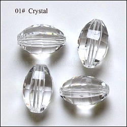 Perles d'imitation cristal autrichien, grade AAA, facette, ovale, clair, 10x13mm, Trou: 0.9~1mm
