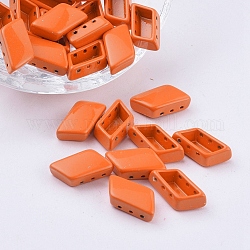 Maglie multi-filo in lega verniciata a spruzzo, per la fabbricazione di bracciali elastici per piastrelle, rombo, arancio rosso, 14x8x4.8mm, Foro: 0.8 mm