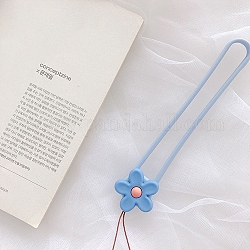 Correa de muñeca de silicona cordón de mano, para la insignia de las llaves de la cámara del teléfono, flor, azul aciano, 10 cm