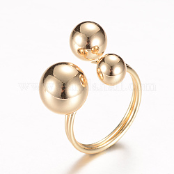 Brass Cuff Finger Rings, Round, Light Gold, 17mm