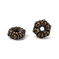 Séparateurs perles en alliage de style tibétain, Sans cadmium & sans nickel & sans plomb, fleur, bronze antique, 5.5x2mm, Trou: 1mm, environ 606 pcs/100 g