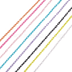 8 нить 8 цвета пластиковых кабельных цепей, разноцветные, 8.5x4.5x1 мм, 50 cm / прядь, 1strand / цвет