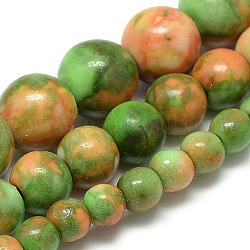 Chapelets de perle en jade d'un océan blanc synthétique, teinte, ronde, corail, 4~4.5mm, Trou: 1mm, Environ 96 pcs/chapelet, 16.3 pouce