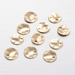 Латунные амулеты филигранные плоские круглые, золотые, 8x0.7 мм, отверстие : 1 мм