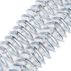 Chapelets de perles en verre électroplaqué, triangle, bleu clair, 9x15.5~16x2.8~3mm, Trou: 1mm, Environ 119~131 pcs/chapelet, 24.21''~24.41'' (61.5~62 cm)