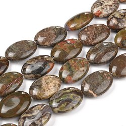 Chapelets de perles en jaspe d'océan naturelle, ovale, 25x18x8mm, Trou: 1.5mm, Environ 16 pcs/chapelet, 15.75 pouce (40 cm)