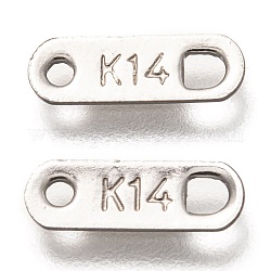 304 onglets de la chaîne de tranche en inox, ovale avec le mot k14, couleur inoxydable, 11x4x0.5mm, Trou: 1.2~2mm