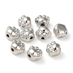 Perles acryliques plaquées, empreinte de patte, Plaqué Argent, 13x15.5x10mm, Trou: 3mm