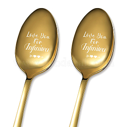 Stainless Steel Spoons Set, with Packing Box, Word Pattern, Golden Color, Arrows Pattern, 182x43mm, 2pcs/set