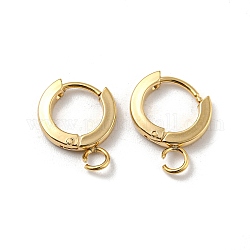 201 Stainless Steel Huggie Hoop Earrings Findings, with Vertical Loop, with 316 Surgical Stainless Steel Earring Pins, Ring, Real 24K Gold Plated, 11x3mm, Hole: 2.7mm, Pin: 1mm