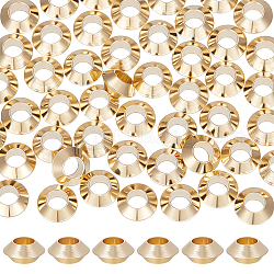 Beebeecraft 70pcs perles en laiton, Plaqué longue durée, Toupie, véritable 24k plaqué or, 6x3mm, Trou: 3mm