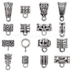 160 stücke 16 stil tibetischen stil legierung rohrKlaue, Schleifenbügel, Perlen der Patsche, flach rund & säule & rohr & fass & Unterlegscheibe, Antik Silber Farbe, 10pcs / style
