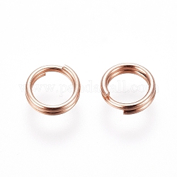 304 anelli portachiavi in ​​acciaio inox, anelli di salto a doppio anello, oro roso, 5x1mm, diametro interno: 3.5mm, singolo filo: 0.5mm