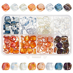arricraft 120 Pcs Electroplate AB Color Crystal Glass Beads with Holes, Twisted Square Painted Loose Spacer Beads for Jewelry Making Necklaces Bracelets Crafts