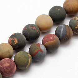 Fili di perline smerigliate di diaspro policromo naturale/pietra di picasso/diaspro picasso, tondo, 8mm, Foro: 1 mm, circa 49pcs/filo, 15.4 pollice