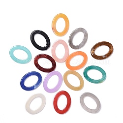 Oval piedras preciosas de imitación de acrílico anillos de enlace, color mezclado, 37x28x3.5mm, aproximamente 250 unidades / 500 g