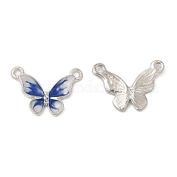 Lega charms di strass, con smalto, fascino farfalla, platino, 12x6.5x1.5mm, Foro: 1 mm