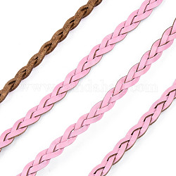 Cordones trenzados de cuero de la pu, Para la fabricación de joyas collar pulsera, rosa perla, 5x2mm, alrededor de 54.68 yarda (50 m) / paquete