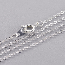 Brass Cable Chain Necklaces, Silver Color Plated, 16 inch