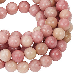 GOMAKERER 2 Strands Natural Rhodonite Beads Strands, Grade A, Round, 6mm, Hole: 1mm, about 60pcs/strand, 16 inch(40.64cm)